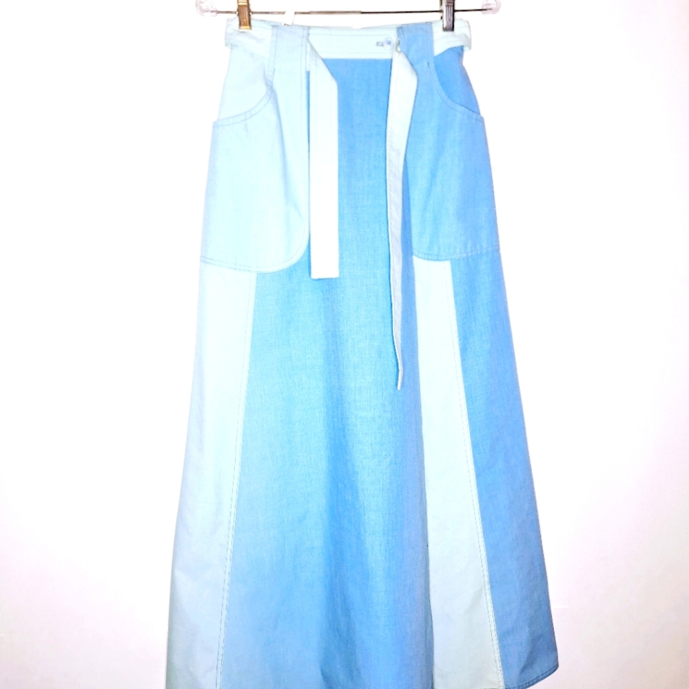 Vtg Gordon of Philadelphia brand "The Maxi in Chambray" Maxi Chambray wrap skirt